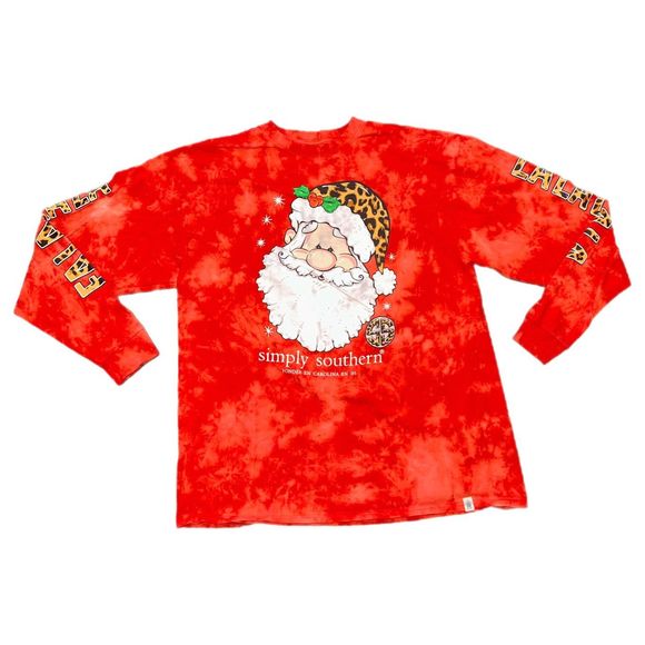Simply Southern Christmas Santa Bleached Long Sleeve - Picture 1 of 5